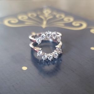 TwoBirch 1 Ct. Round Sunburst Halo Ring Guard in Sterling Silver Cubic Zirconia